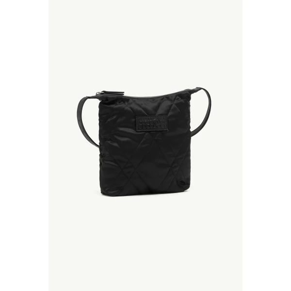 MM6 Maison Margiela Quilted Nylon Small Crossbody Bag in Black, view 3 | Shoulder & Crossbody Bags | Coveti