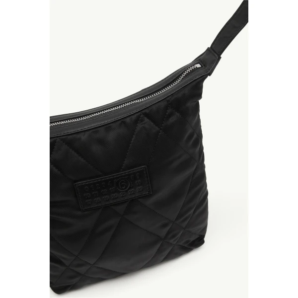 MM6 Maison Margiela Quilted Nylon Small Crossbody Bag in Black, view 5 | Shoulder & Crossbody Bags | Coveti