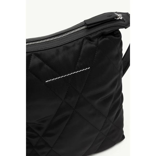 MM6 Maison Margiela Quilted Nylon Small Crossbody Bag in Black, view 6 | Shoulder & Crossbody Bags | Coveti