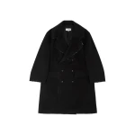 MM6 Maison Margiela Raw-Edge Wool Coat in Black | Wool Coat | Coveti