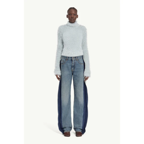 MM6 Maison Margiela Reduced-Panel Straight-Leg Jeans in Blue, view 2 | Denim | Coveti