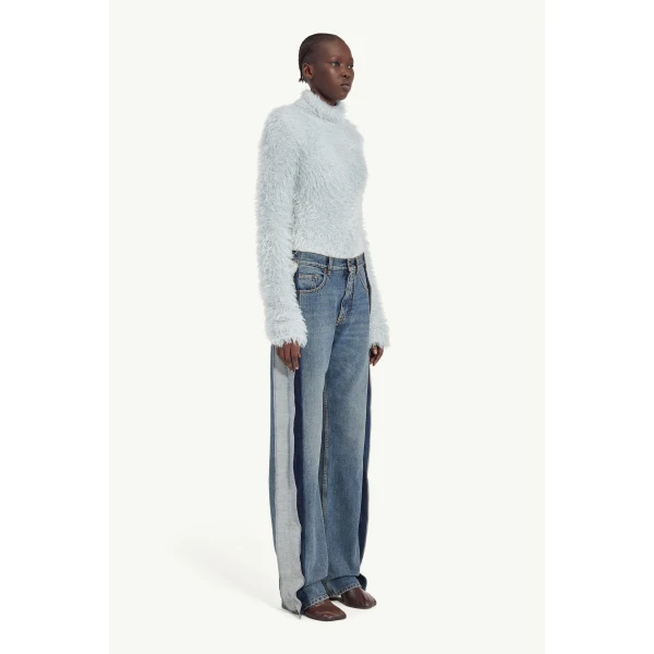 MM6 Maison Margiela Reduced-Panel Straight-Leg Jeans in Blue, view 3 | Denim | Coveti