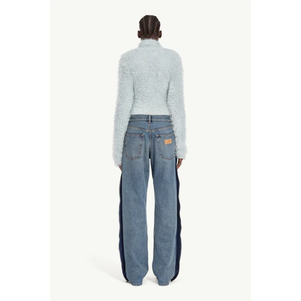 MM6 Maison Margiela Reduced-Panel Straight-Leg Jeans in Blue, view 4 | Denim | Coveti