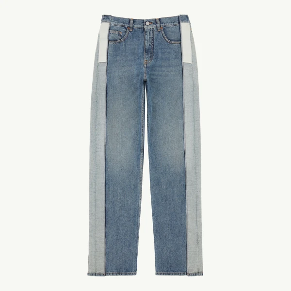 Reduced-Panel Straight-Leg Jeans in Blue