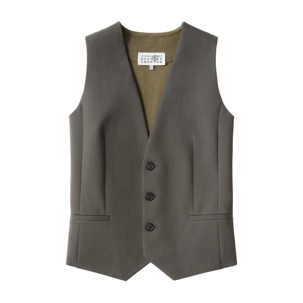 Replaced Back Twill Pinstripe Gilet in Grey