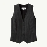 MM6 Maison Margiela Replaced Back Wool Pinstripe Gilet in Grey | Vests | Coveti