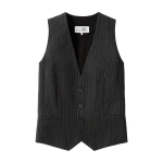 MM6 Maison Margiela Replaced Back Wool Pinstripe Gilet in Grey | Vests | Coveti