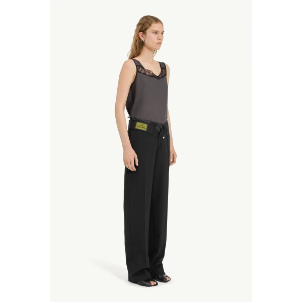 MM6 Maison Margiela Reverse Waistband Trousers in Black, view 3 | Tailored pants | Coveti