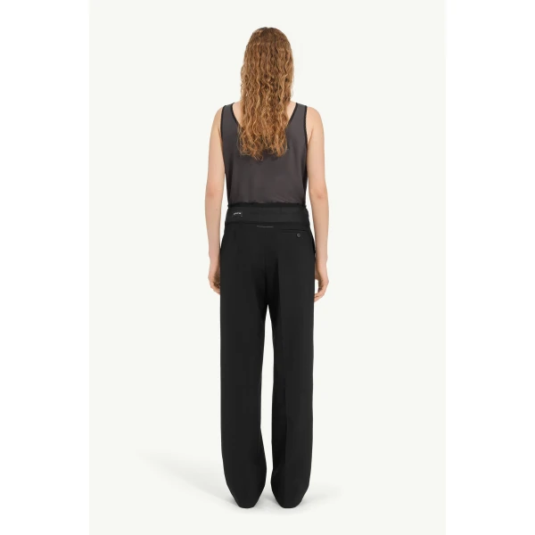 MM6 Maison Margiela Reverse Waistband Trousers in Black, view 4 | Tailored pants | Coveti