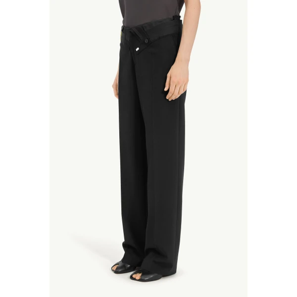 MM6 Maison Margiela Reverse Waistband Trousers in Black, view 5 | Tailored pants | Coveti