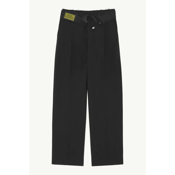 MM6 Maison Margiela Reverse Waistband Trousers in Black, view 6 | Tailored pants | Coveti