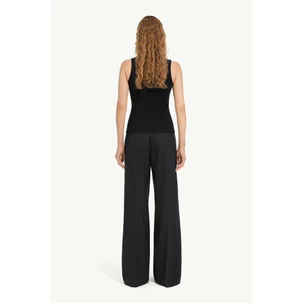 MM6 Maison Margiela Ribbed Jersey Tank Top in Black, view 4 | Sleeveless | Coveti