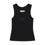 MM6 Maison Margiela Ribbed Jersey Tank Top in Black | Sleeveless | Coveti