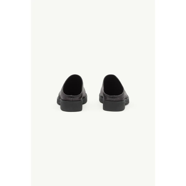 MM6 Maison Margiela Round-Toe Leather Biker Mules in Black, view 4 | Mules | Coveti