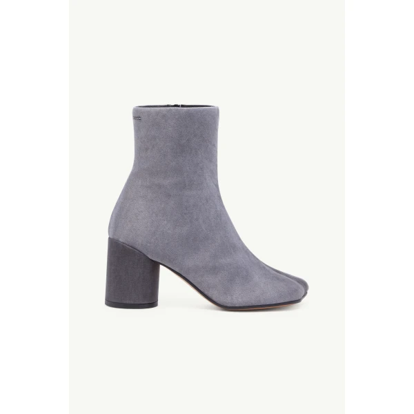 MM6 Maison Margiela Satin Anatomic Ankle Boots in Grey, view 2 | Boots | Coveti