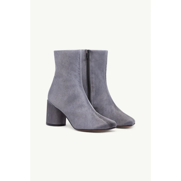 MM6 Maison Margiela Satin Anatomic Ankle Boots in Grey, view 3 | Boots | Coveti