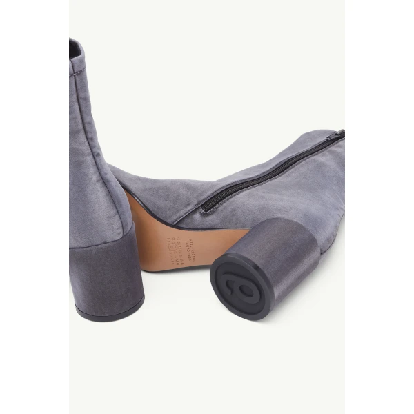 MM6 Maison Margiela Satin Anatomic Ankle Boots in Grey, view 6 | Boots | Coveti