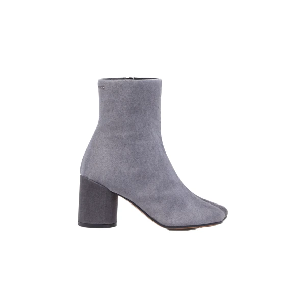 MM6 Maison Margiela Satin Anatomic Ankle Boots in Grey | Boots | Coveti
