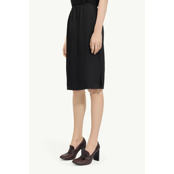 MM6 Maison Margiela Satin Midi Skirt in Black, view 5 | Midi Skirts | Coveti