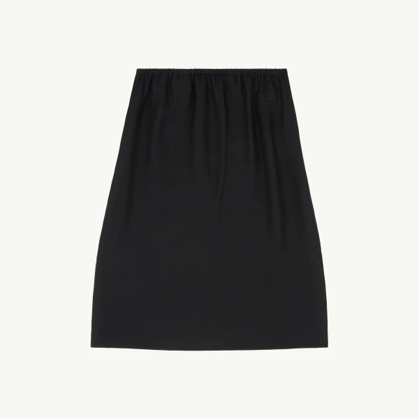 Satin Midi Skirt in Black