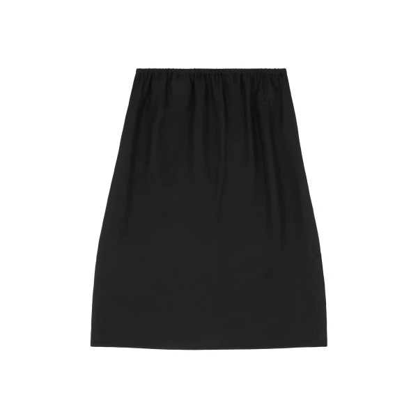 Satin Midi Skirt in Black