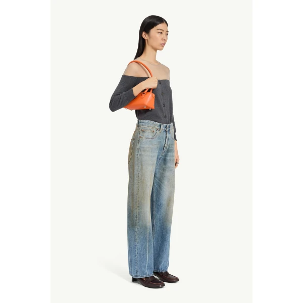 MM6 Maison Margiela Seam-Print Straight-Leg Jeans in Blue, view 3 | Denim | Coveti