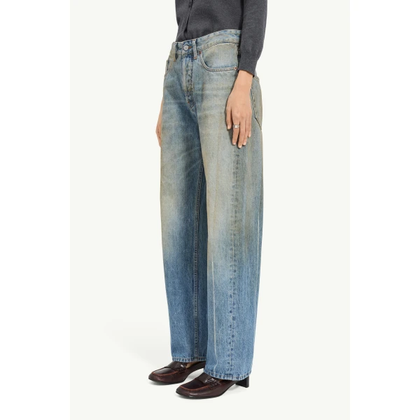 MM6 Maison Margiela Seam-Print Straight-Leg Jeans in Blue, view 5 | Denim | Coveti