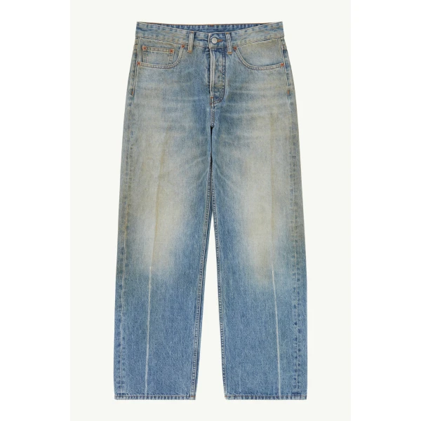 MM6 Maison Margiela Seam-Print Straight-Leg Jeans in Blue, view 6 | Denim | Coveti