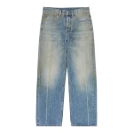 MM6 Maison Margiela Seam-Print Straight-Leg Jeans in Blue | Denim | Coveti