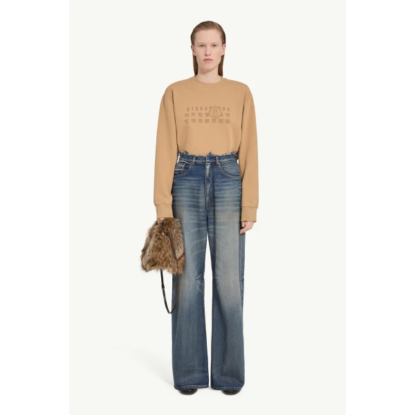 MM6 Maison Margiela Seamed Wide-Leg Jeans in Blue, view 2 | Denim | Coveti