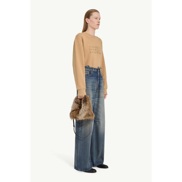 MM6 Maison Margiela Seamed Wide-Leg Jeans in Blue, view 3 | Denim | Coveti