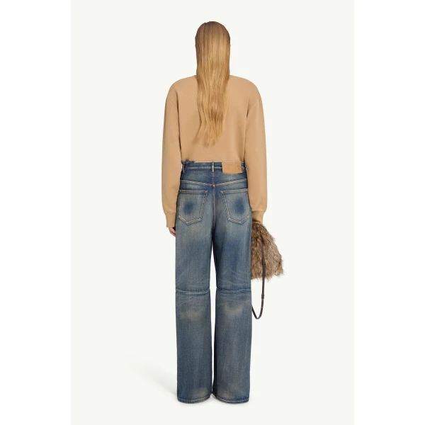 MM6 Maison Margiela Seamed Wide-Leg Jeans in Blue, view 4 | Denim | Coveti