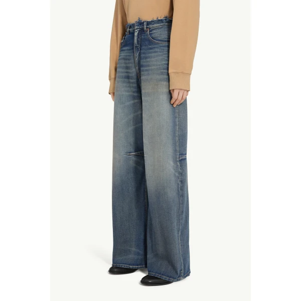 MM6 Maison Margiela Seamed Wide-Leg Jeans in Blue, view 5 | Denim | Coveti