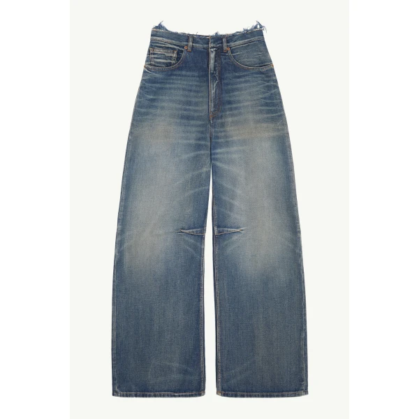 MM6 Maison Margiela Seamed Wide-Leg Jeans in Blue, view 6 | Denim | Coveti