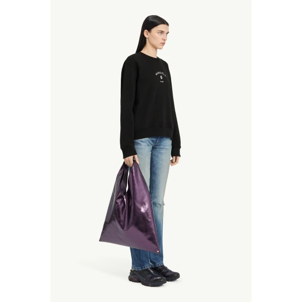 MM6 Maison Margiela Signature Jersey Sweatshirt in Black, view 3 | Hoodies | Coveti