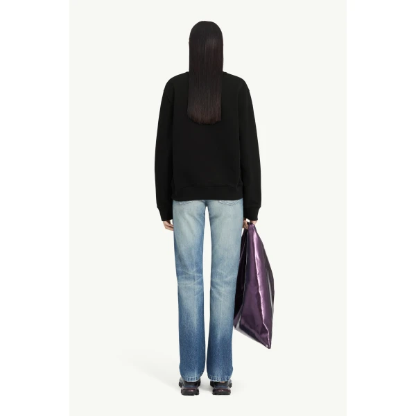 MM6 Maison Margiela Signature Jersey Sweatshirt in Black, view 4 | Hoodies | Coveti
