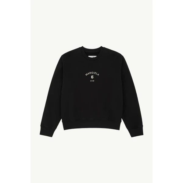 MM6 Maison Margiela Signature Jersey Sweatshirt in Black, view 6 | Hoodies | Coveti