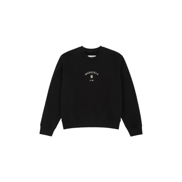 MM6 Maison Margiela Signature Jersey Sweatshirt in Black | Hoodies | Coveti