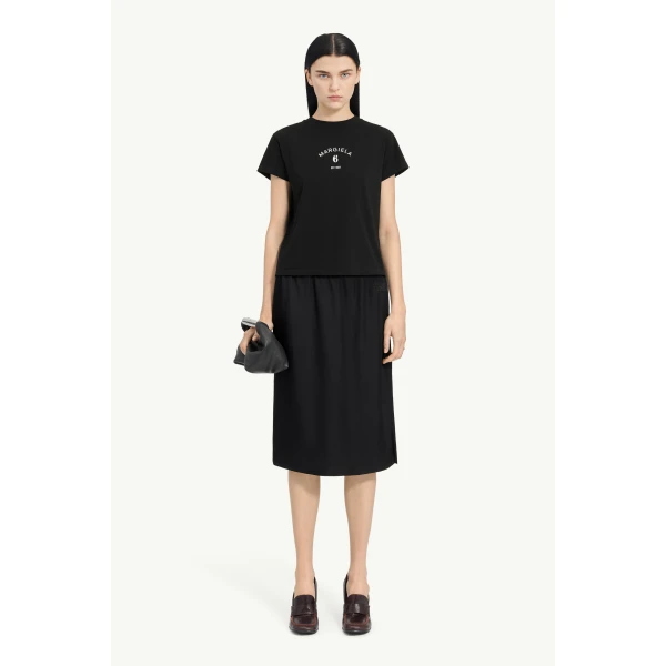 MM6 Maison Margiela Signature Jersey T-Shirt in Black, view 2 | T-shirts | Coveti