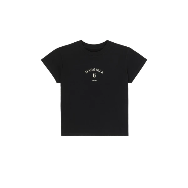 MM6 Maison Margiela Signature Jersey T-Shirt in Black | T-shirts | Coveti