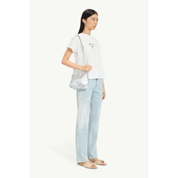 MM6 Maison Margiela Signature Jersey T-Shirt in White, view 3 | T-shirts | Coveti