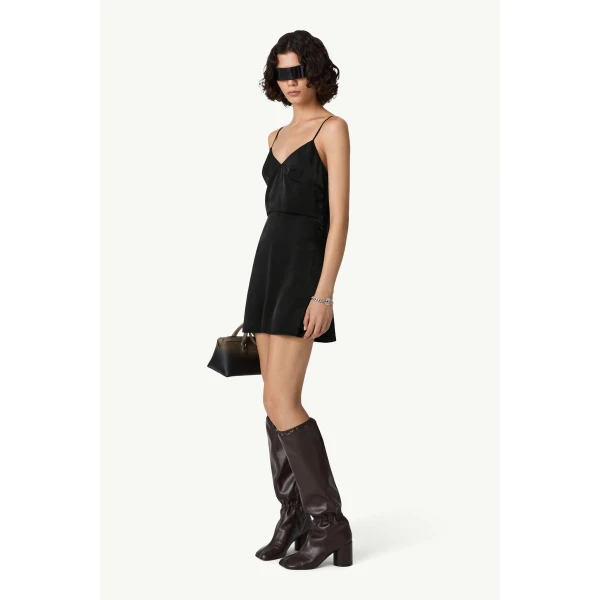 MM6 Maison Margiela Slip Mini Dress in Black, view 3 | Mini Dresses | Coveti