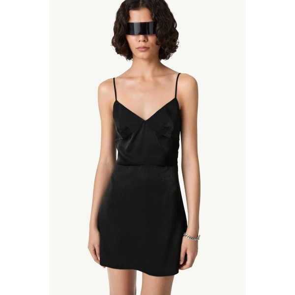 MM6 Maison Margiela Slip Mini Dress in Black, view 5 | Mini Dresses | Coveti