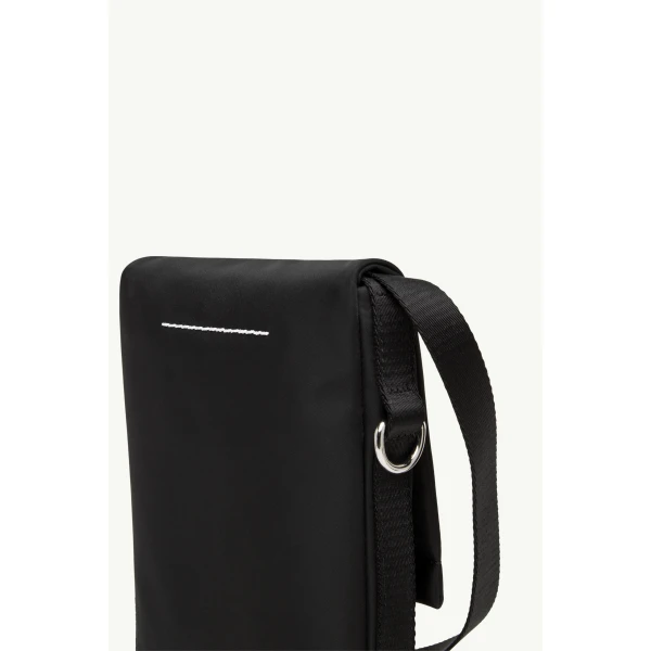 MM6 Maison Margiela Small Nylon Crossbody Bag in Black, view 6 | Shoulder & Crossbody Bags | Coveti