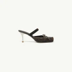 MM6 Maison Margiela Square-Toe Leather Ballerina Mules in Brown | Mules | Coveti