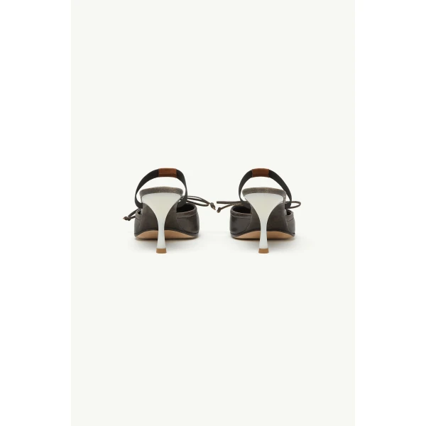 MM6 Maison Margiela Square-Toe Leather Ballerina Mules in Brown, view 4 | Mules | Coveti