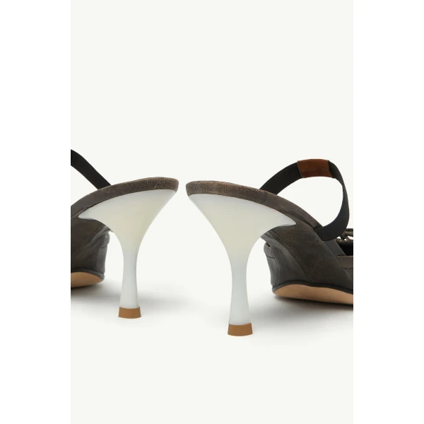 MM6 Maison Margiela Square-Toe Leather Ballerina Mules in Brown, view 6 | Mules | Coveti