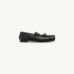 MM6 Maison Margiela Square-Toe Leather Ballet Flats in Black | Flats | Coveti