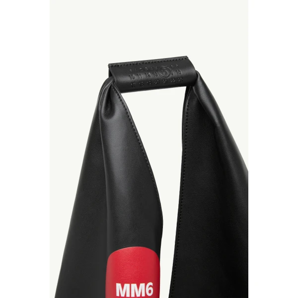 MM6 Maison Margiela Sticker-Print Japanese Bag Classic Medium in Black, view 5 | Totes & Top-Handle Bags | Coveti