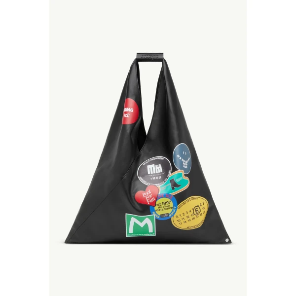 Sticker-Print Japanese Bag Classic Medium in Black